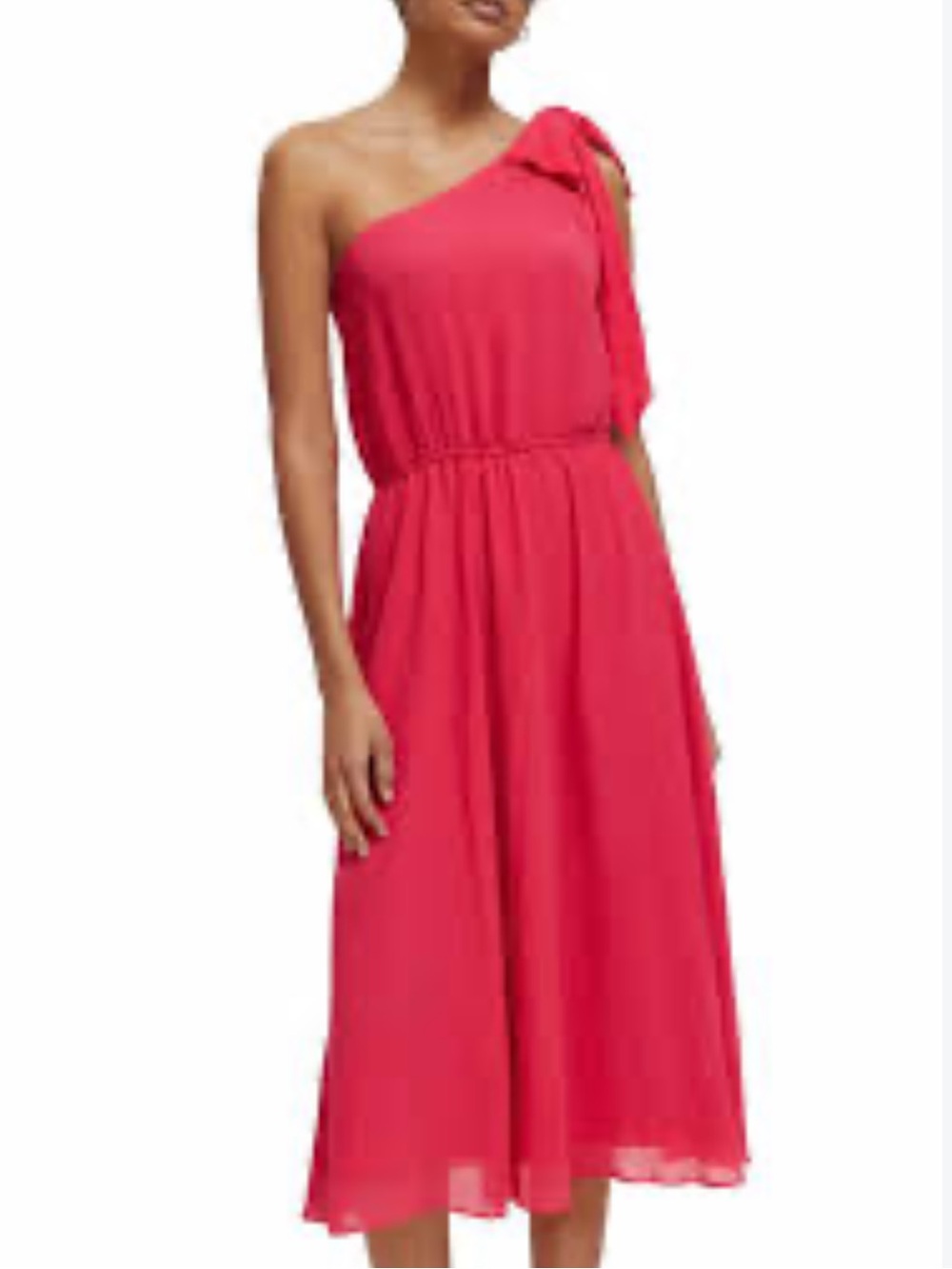 Scotch & Soda One Shoulder Bow Dress in Pop Pink magenta size 38 US 6